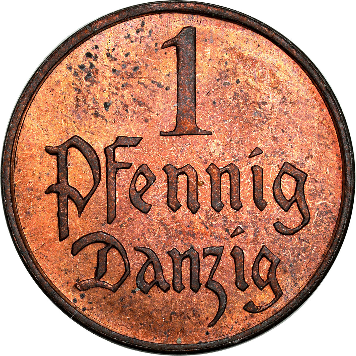 Wolne Miasto Gdańsk/Danzig. 1 fenig 1923 - STEMPEL LUSTRZANY